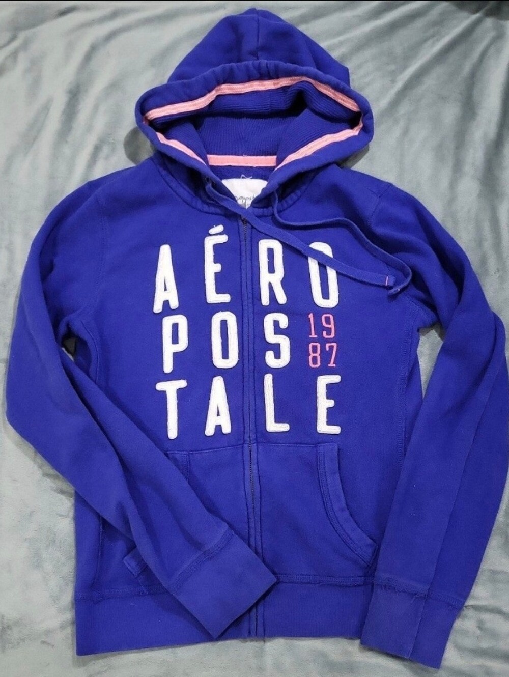 Y2K Aeropostale Women's Full Zip Hoodie Spellout Graphic Size M